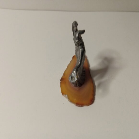 2.5 in. Vintage Pewter Wizard On Natural Stone (Missng Magic Ball) - Picture 3 of 5